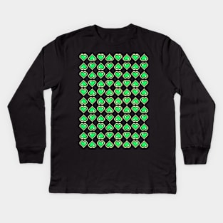 8bit hearts (green) Kids Long Sleeve T-Shirt